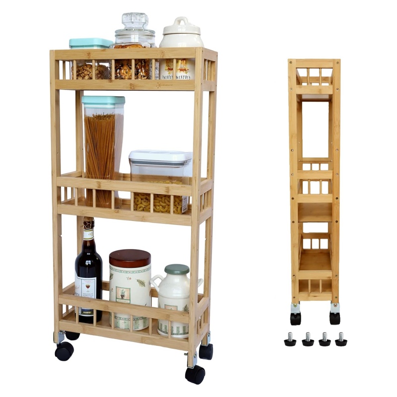 Solve the problem of home storage easily with bamboo storage racks