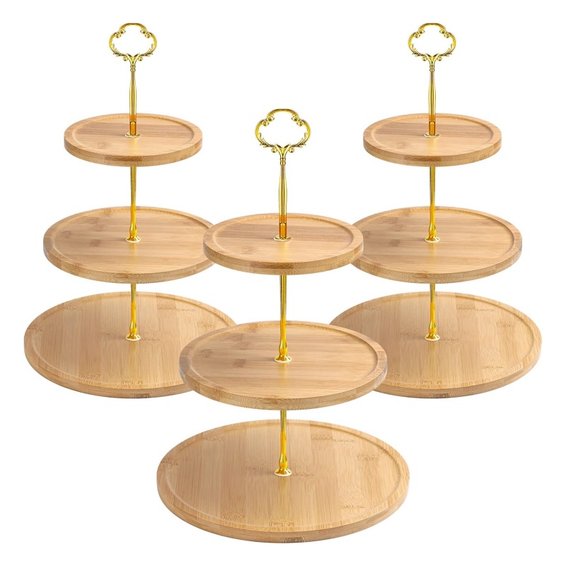 The multi-layered design of the bamboo cake stand is full of ingenious ideas