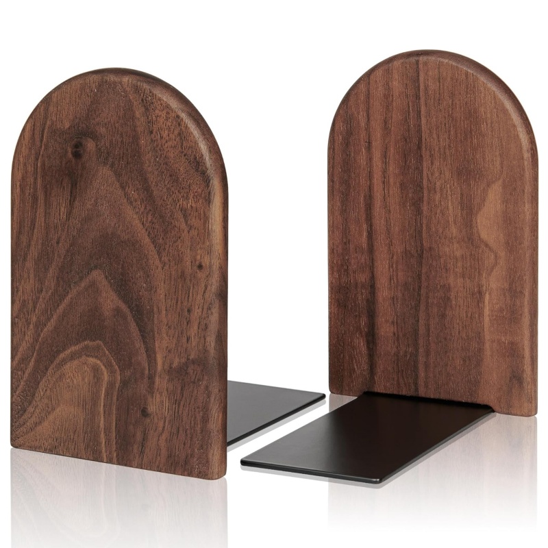 The wooden bookend uses natural materials to keep the desk neat and tidy