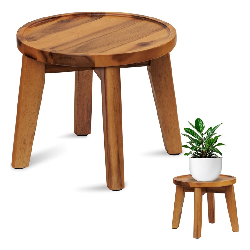 Create a natural and comfortable living space with a wooden flower stand