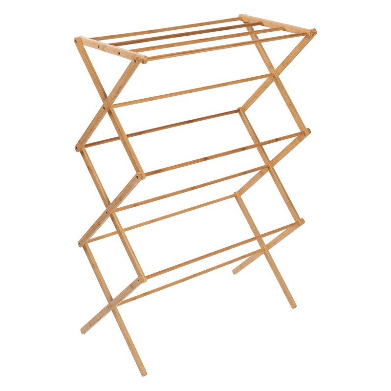 Bamboo and wood clothes rack bearing stable thick clothes rest assured hanging