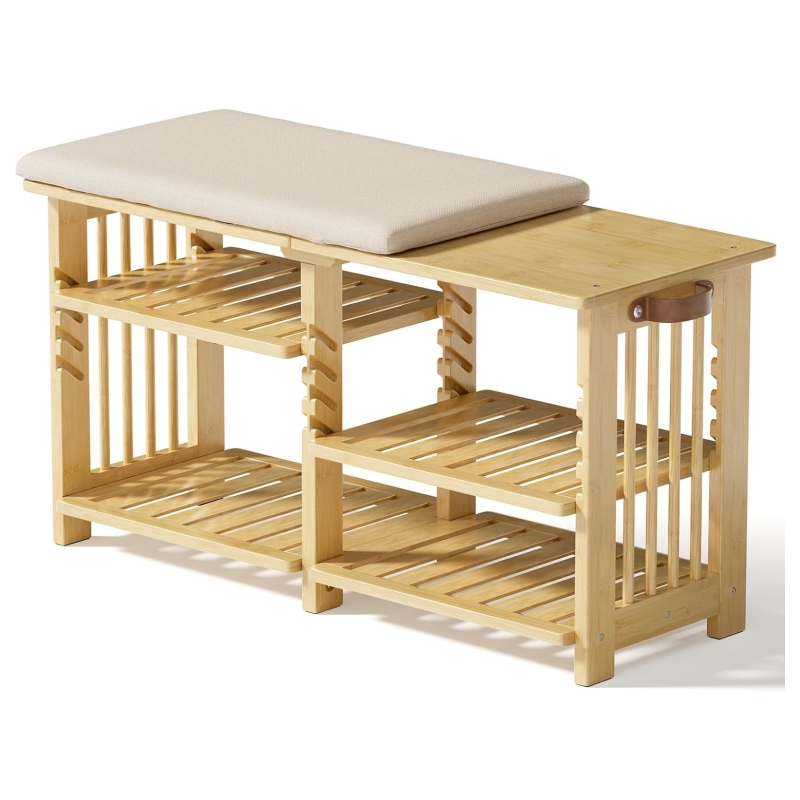 The bamboo shoe cabinet gives you a sense of nature as soon as you enter