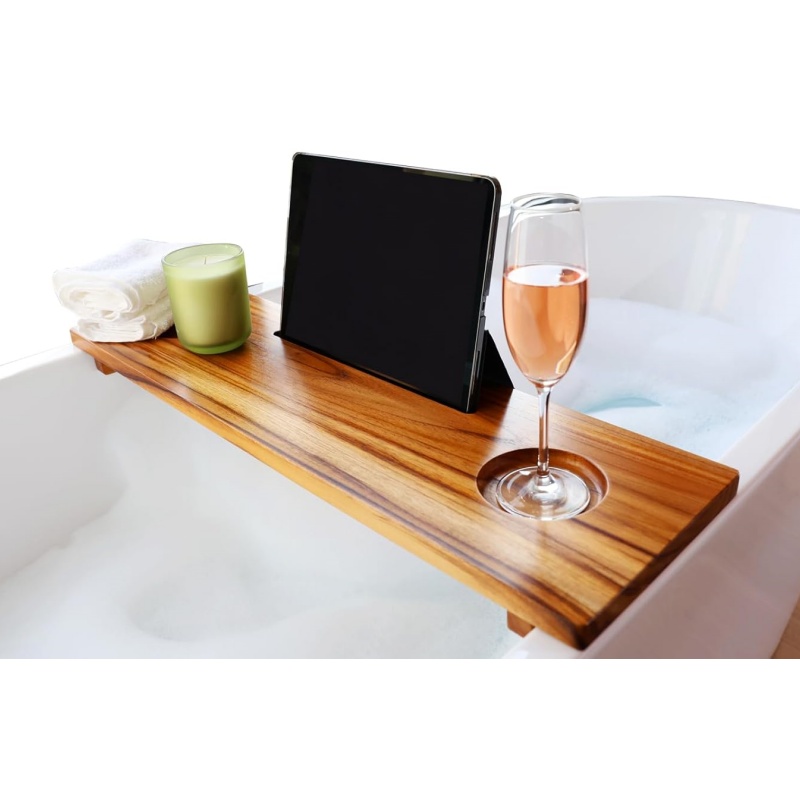 Create a perfect relaxing private space with a wooden bathtub tray