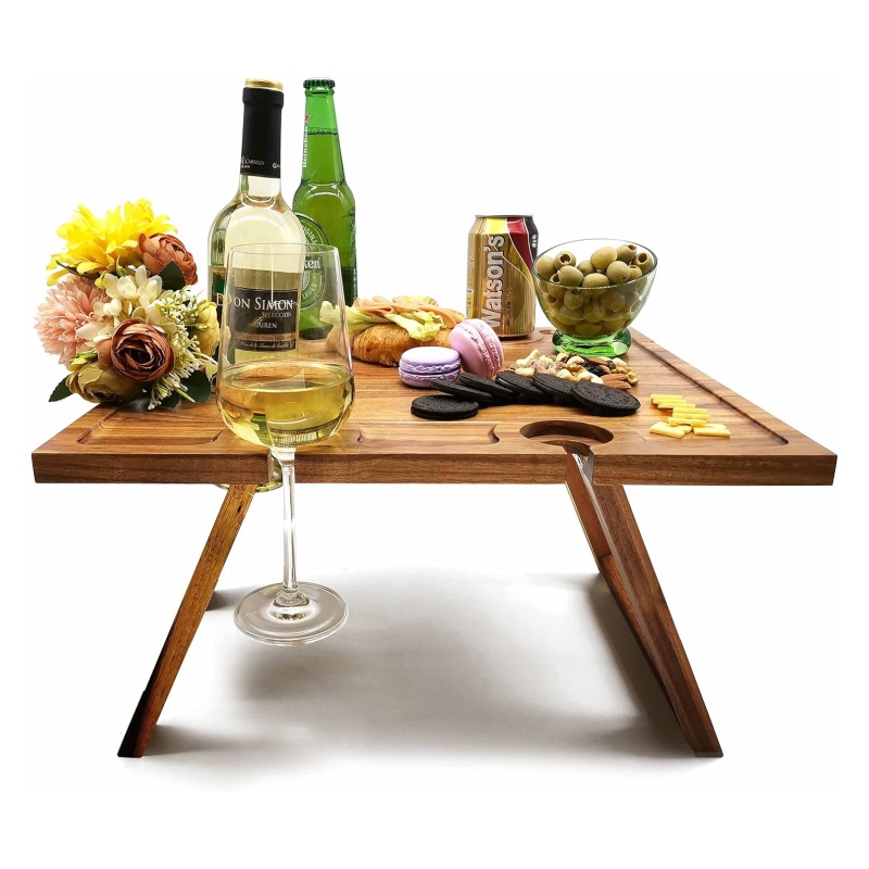 A wooden picnic table adds more taste to your camping life