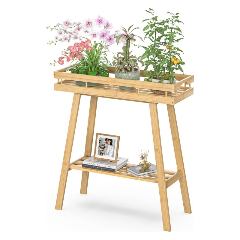 The bamboo plant display stand brings vitality to every corner of greenery