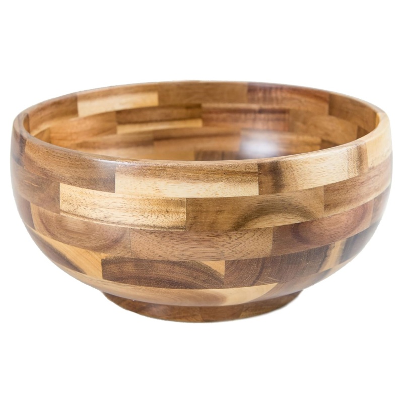 Acacia Wood Round Serving Bowl for Pasta Fruits Salads