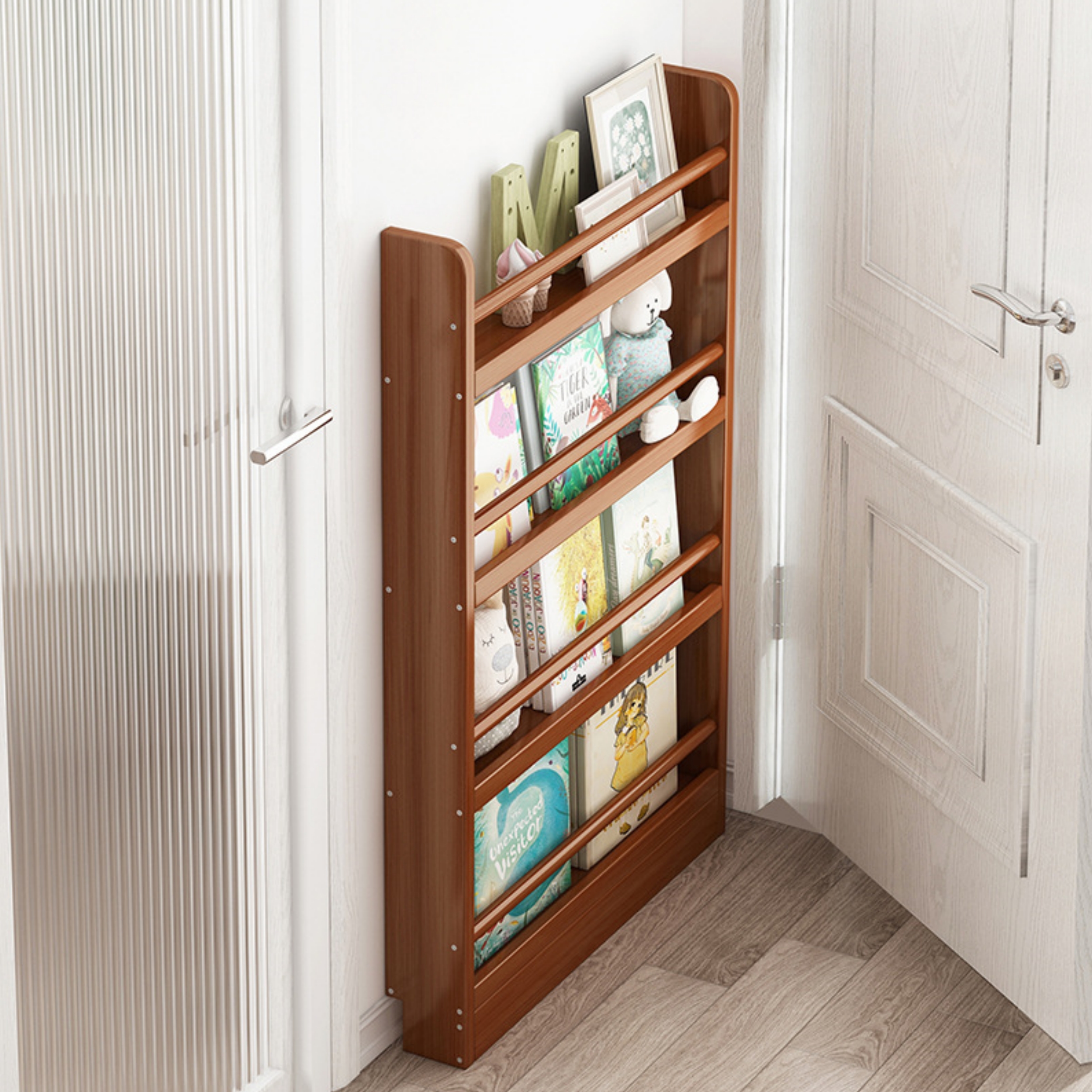 Behind Door Bookshelf Organizer Wood Wall Shelf