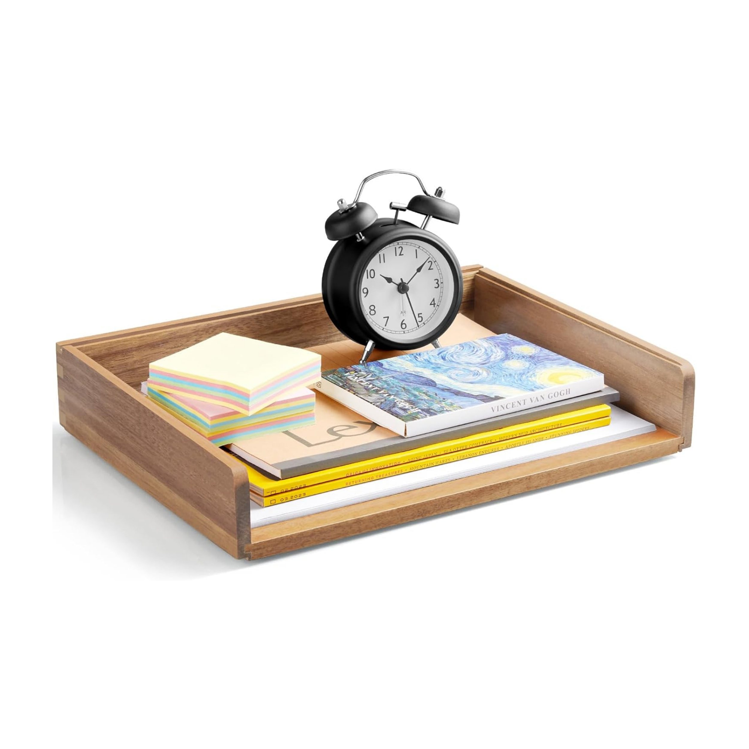 Acacia Wood Desk Document File Folder Magazine Holder Tray