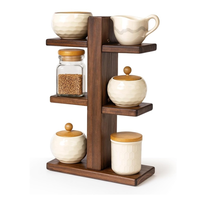 The natural wood grain of the wooden cup holder rejects the plastic feel of the drink area