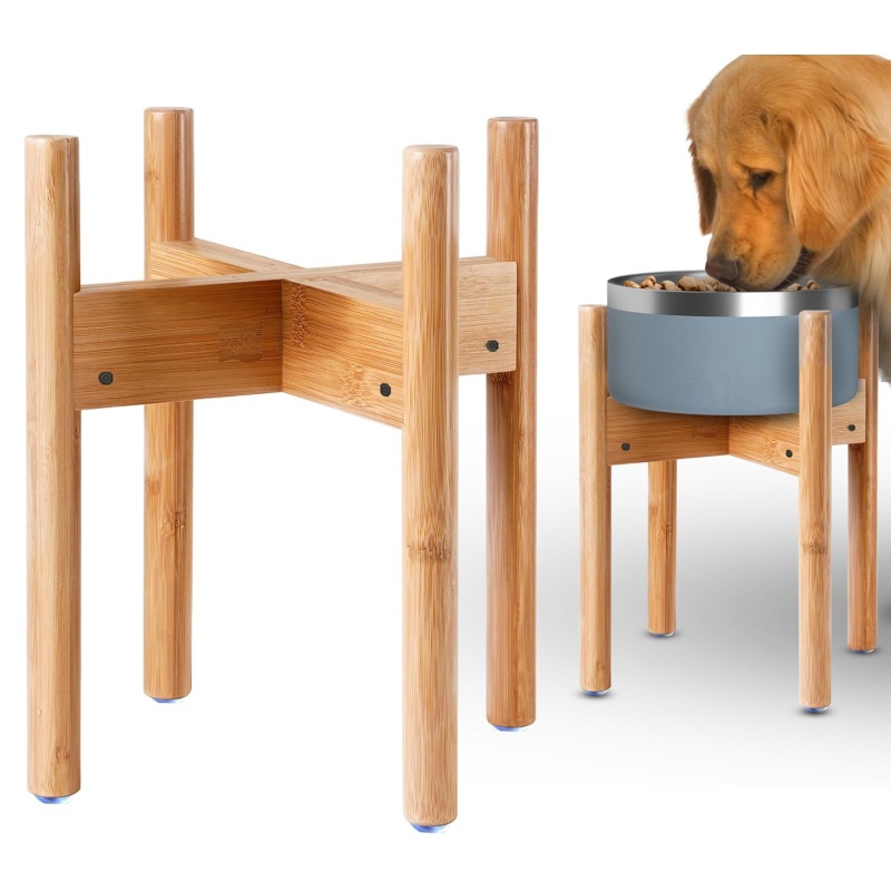 The bamboo pet feeder meets the daily needs of medium and large-sized dogs