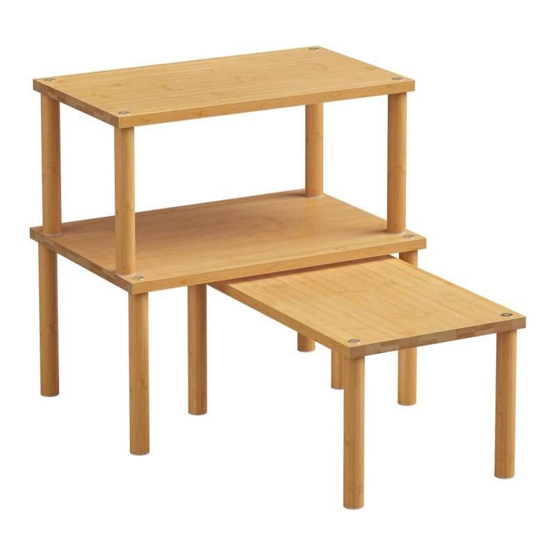 Bamboo kitchen storage rack creates a fresh and natural kitchen