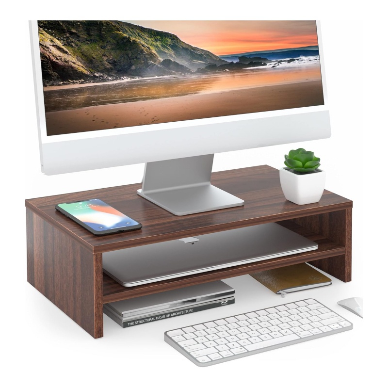 The wooden monitor stand neck guard is super comfortable to use