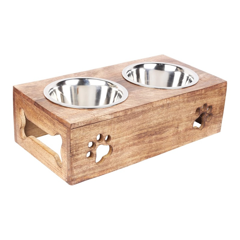 The wooden pet feeder is very convenient to install without tools