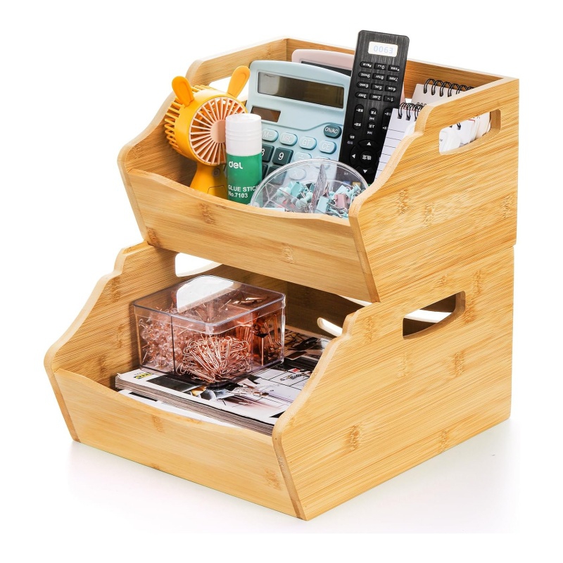 The bamboo storage baskets are not only aesthetically pleasing but also enhance the household storage capacity.