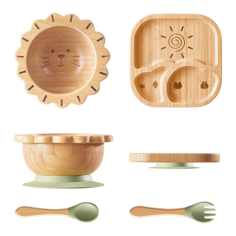 A set of bamboo baby tableware suitable for all stages of a baby's growth