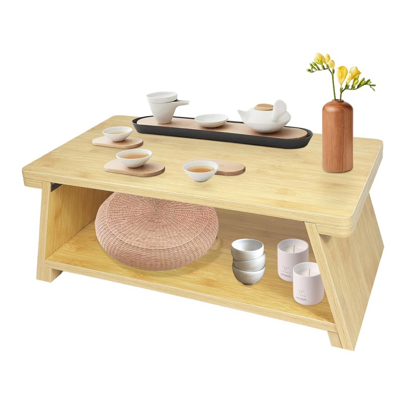 The bamboo folding table makes drinking tea at home more leisurely