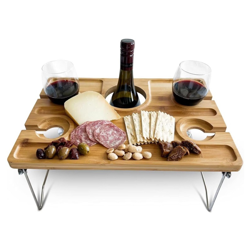 The bamboo picnic table makes it extremely convenient to set up camping equipment