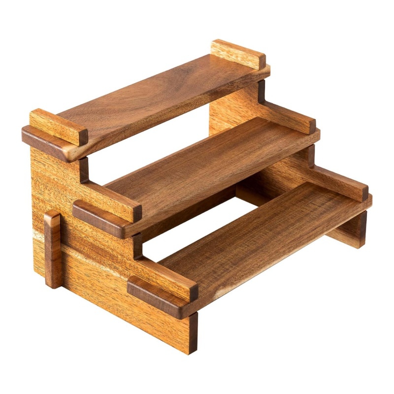 The wooden kitchen storage rack adds a natural touch to the home