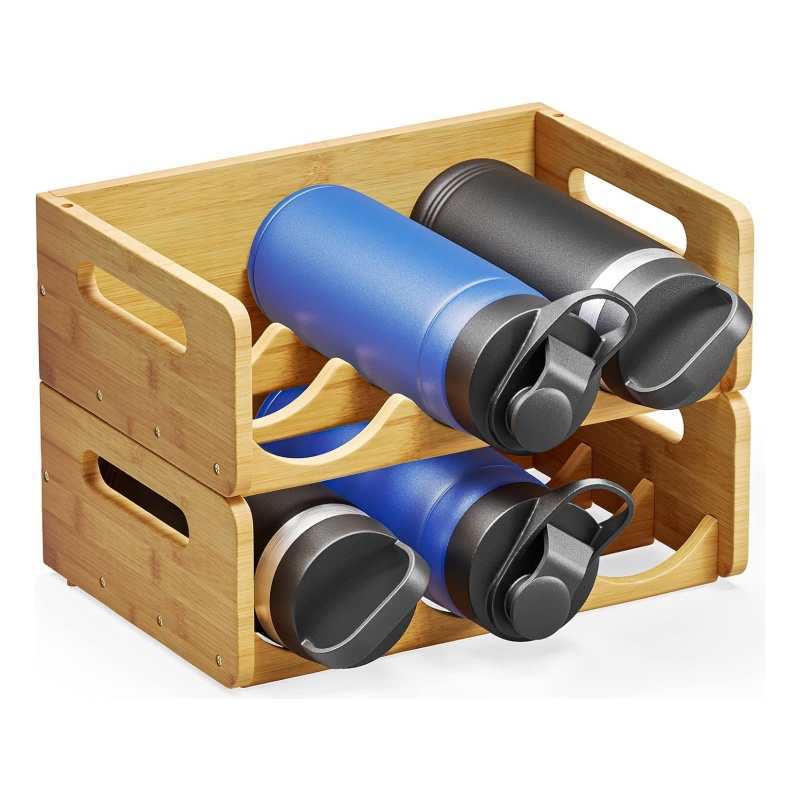 Place the water cups on the bamboo cup holder to keep the tabletop tidy