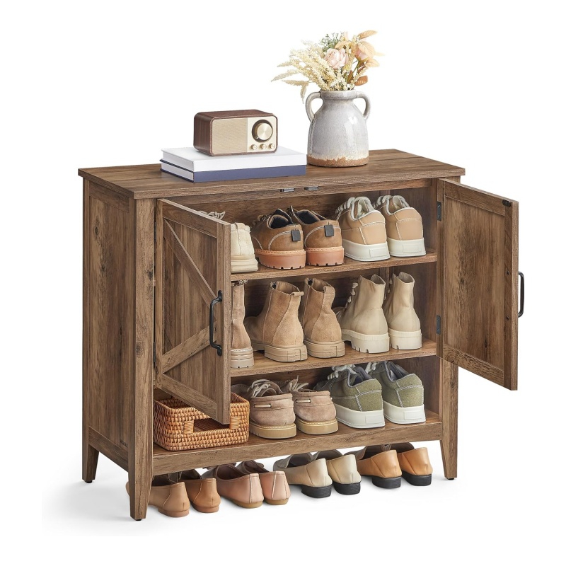 High-quality wooden shoe cabinets enhance the elegance of the entrance area