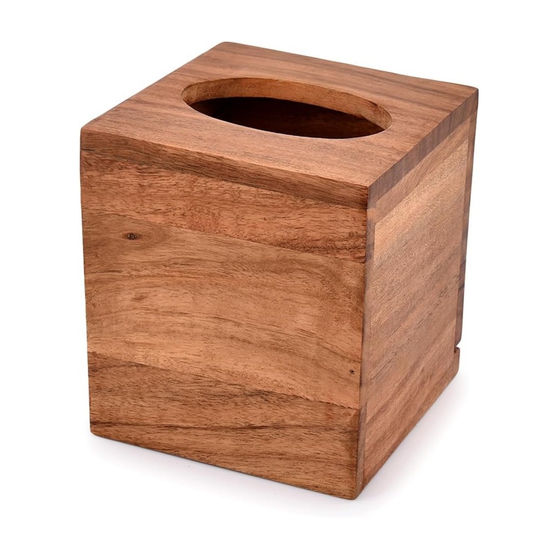 Choose wooden tissue boxes to add warmth and texture to your